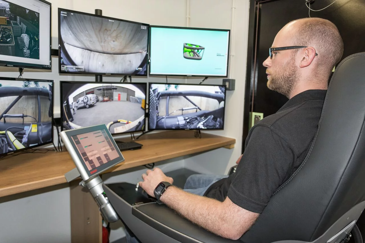 Man operating machinery