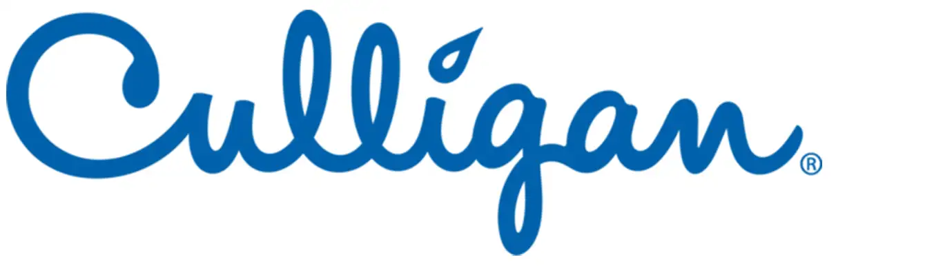 The Culligan logo in a bold, flowing blue script font with a water droplet shape above the letter "i" and a registered trademark symbol at the end. The logo is set against a white background