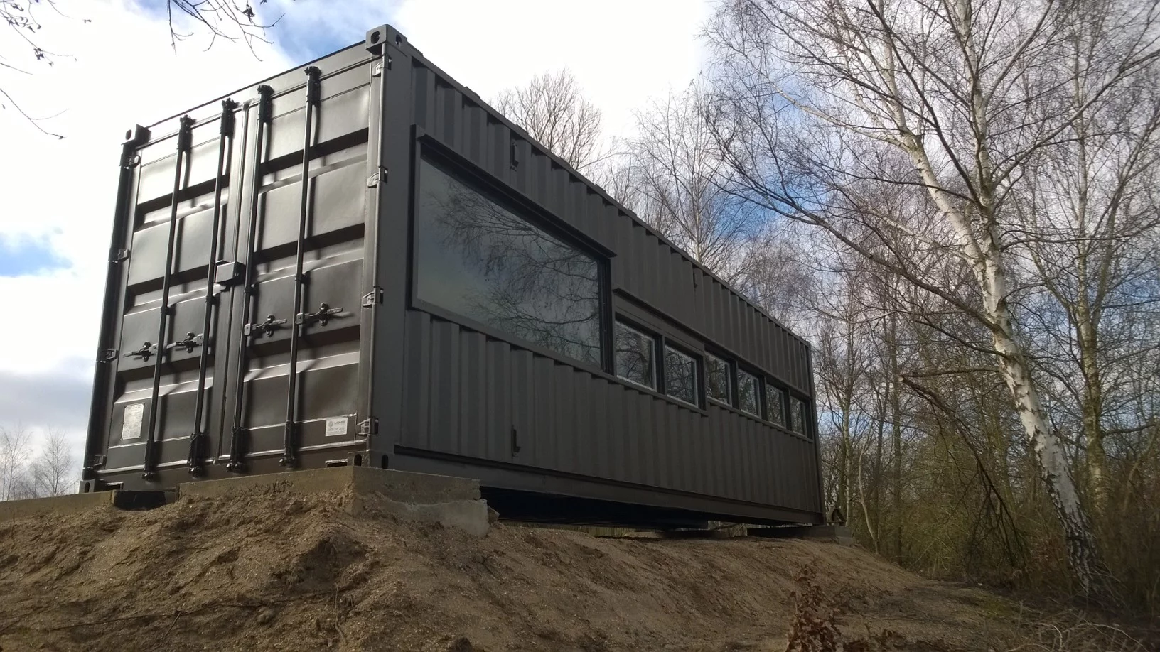 Shipping container with large windows